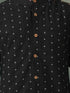 Vastramay Men's Black Jacquard Cotton Nehru Jacket
